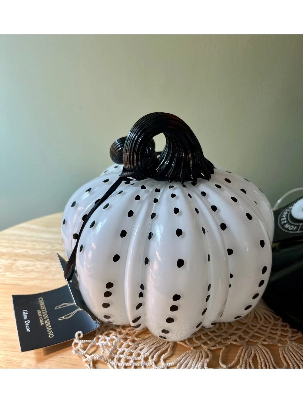 Christian Serrano Glass Pumpkin Halloween Decor Set - Orange & White